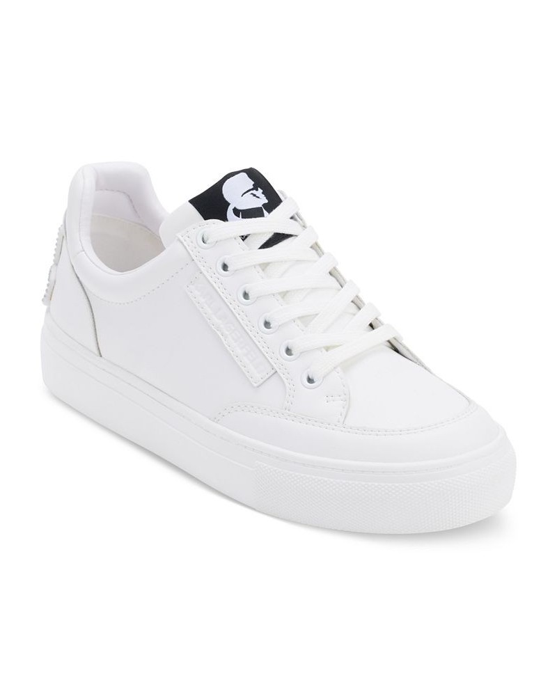 Women's Calico Patch Lace-Up Low-Top Sneakers White $47.68 Shoes