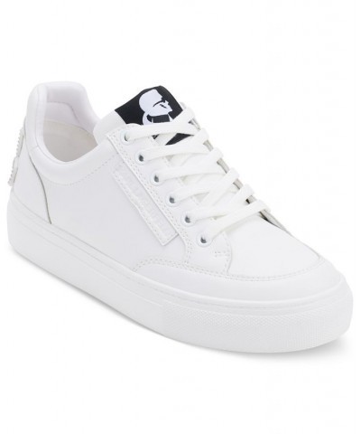 Women's Calico Patch Lace-Up Low-Top Sneakers White $47.68 Shoes