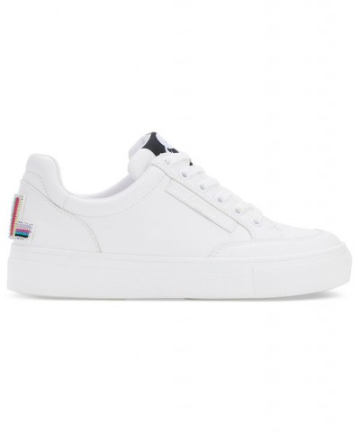 Women's Calico Patch Lace-Up Low-Top Sneakers White $47.68 Shoes