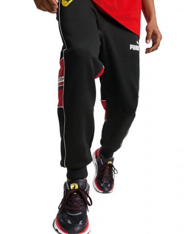 Men's Ferrari Race SDS Drawstring Sweatpants with Checkered Print Inserts Black $47.30 Pants