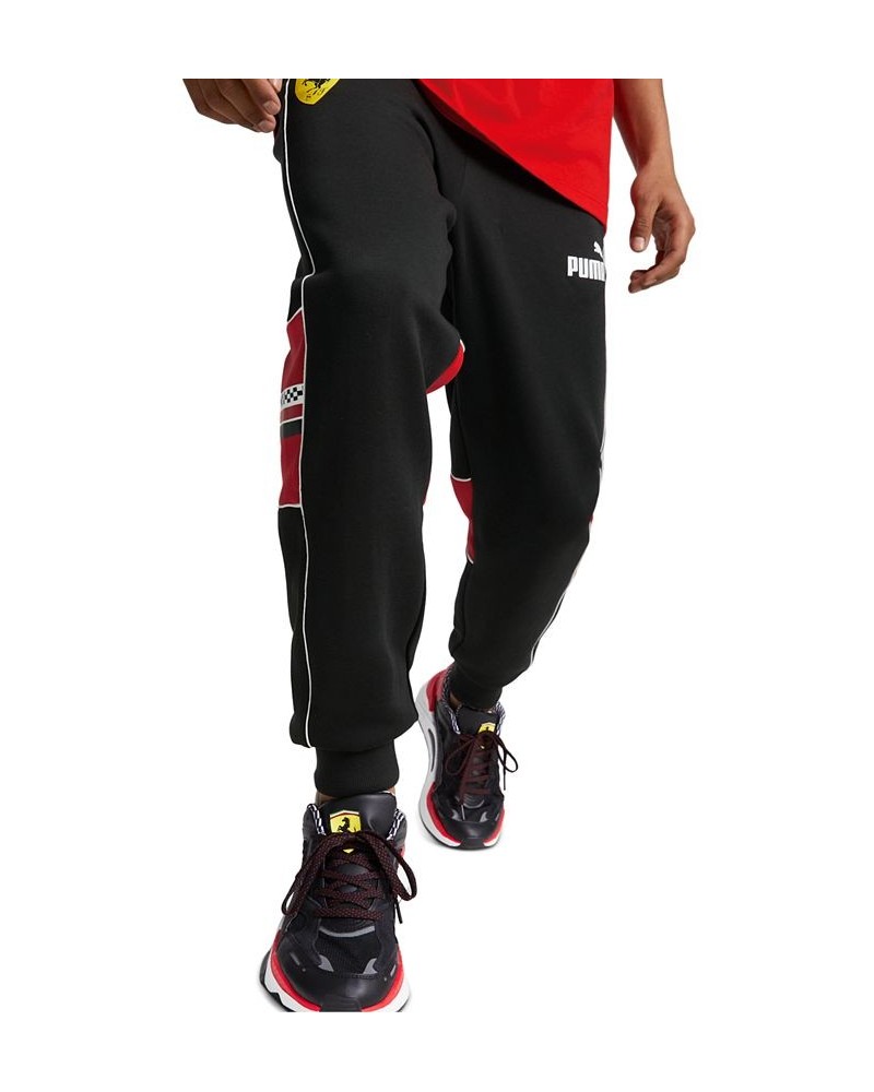 Men's Ferrari Race SDS Drawstring Sweatpants with Checkered Print Inserts Black $47.30 Pants