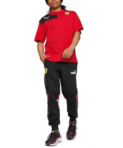 Men's Ferrari Race SDS Drawstring Sweatpants with Checkered Print Inserts Black $47.30 Pants