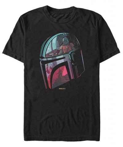 Star Wars Men's Mandalorian Helmet Reflection T-shirt Black $14.02 T-Shirts