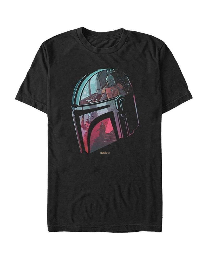 Star Wars Men's Mandalorian Helmet Reflection T-shirt Black $14.02 T-Shirts