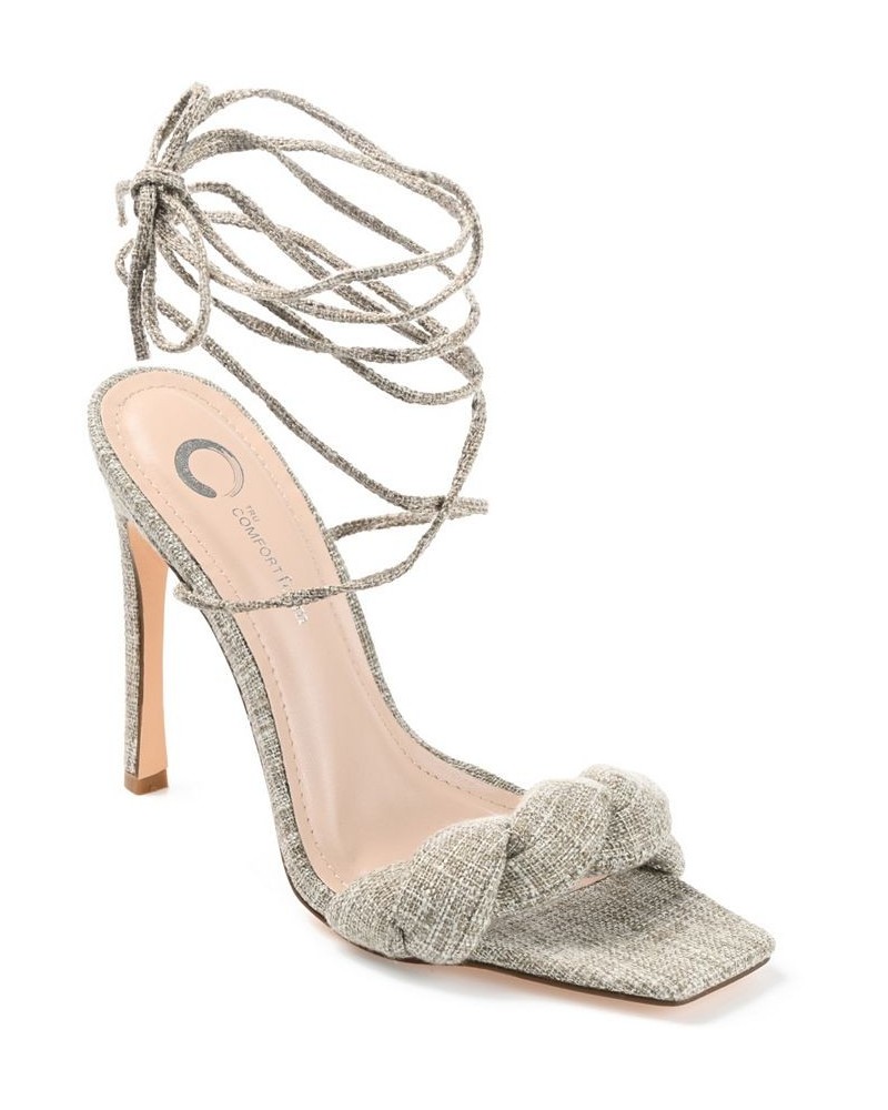 Women's Edelie Linen Tie-Up Sandals Tan/Beige $46.20 Shoes