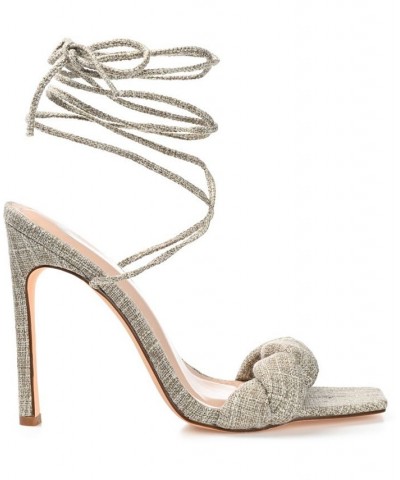 Women's Edelie Linen Tie-Up Sandals Tan/Beige $46.20 Shoes