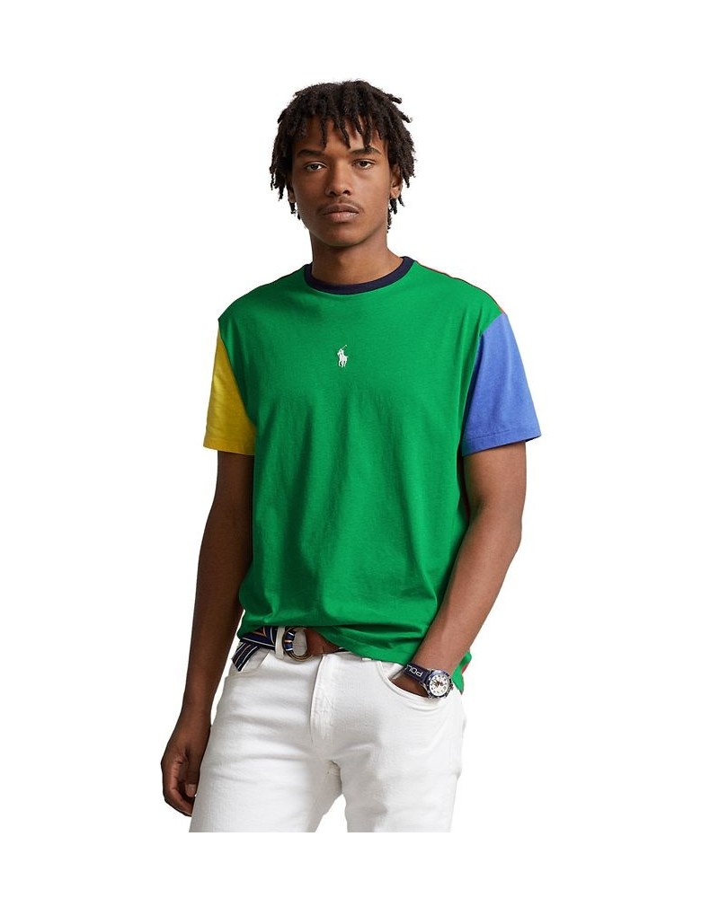 Men's Classic-Fit Color-Blocked Jersey T-Shirt Green $29.89 T-Shirts