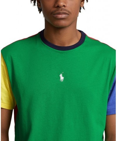 Men's Classic-Fit Color-Blocked Jersey T-Shirt Green $29.89 T-Shirts