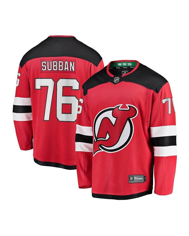 Men's Branded P.K. Subban Red New Jersey Devils Premier Breakaway Player Jersey $59.22 Jersey