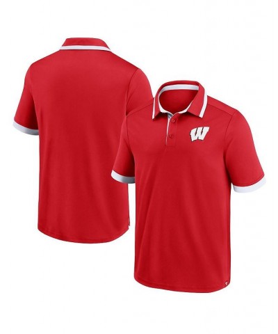 Men's Branded Red Wisconsin Badgers Color Block Polo Shirt $23.65 Polo Shirts