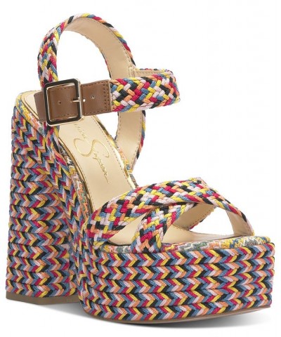 Brycen Ankle-Strap Slingback Espadrille Platform Sandals Multi $45.15 Shoes