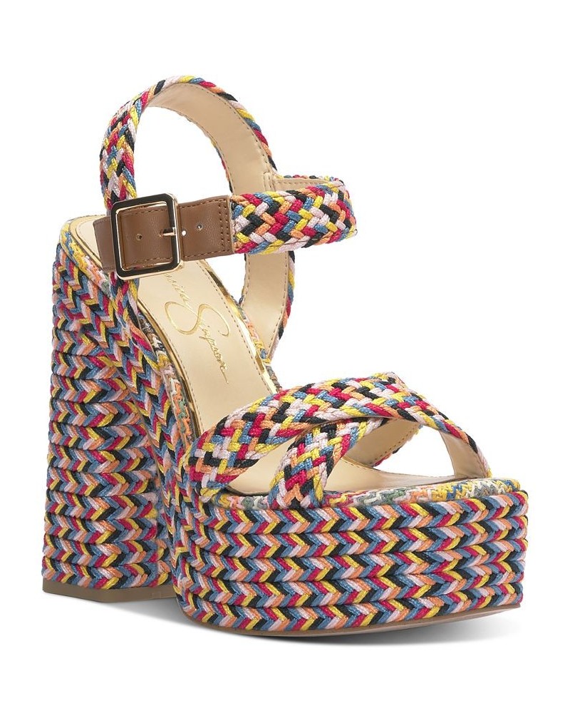 Brycen Ankle-Strap Slingback Espadrille Platform Sandals Multi $45.15 Shoes