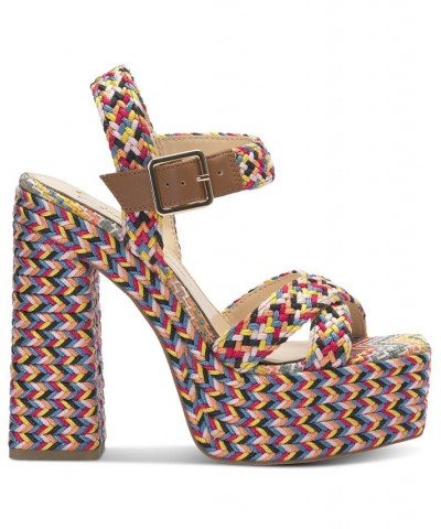 Brycen Ankle-Strap Slingback Espadrille Platform Sandals Multi $45.15 Shoes