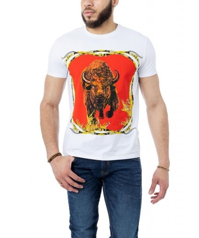 Men's Bison Rhinestone T-shirt White $26.55 T-Shirts